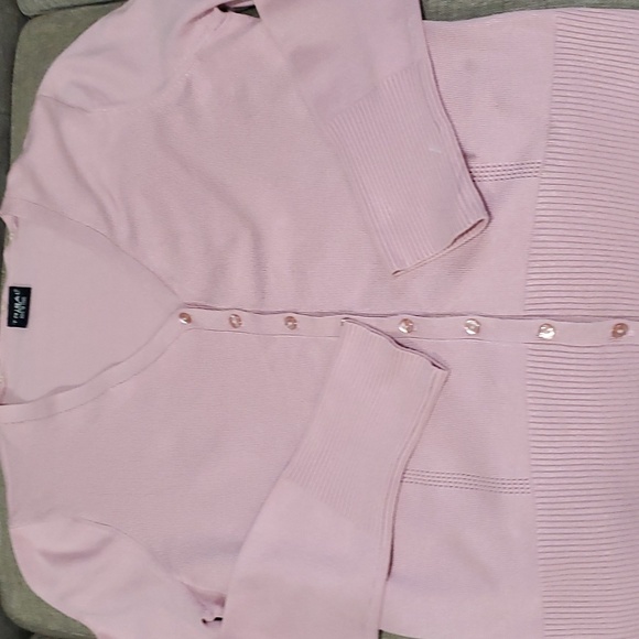 Tribal woman's pink buttondown cardigan sweater size M - Picture 9 of 13